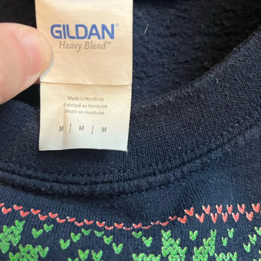 Gildan Navy‎ Blue Ugly Christmas Epstein Funny Crewneck Sweatshirt Size Medium